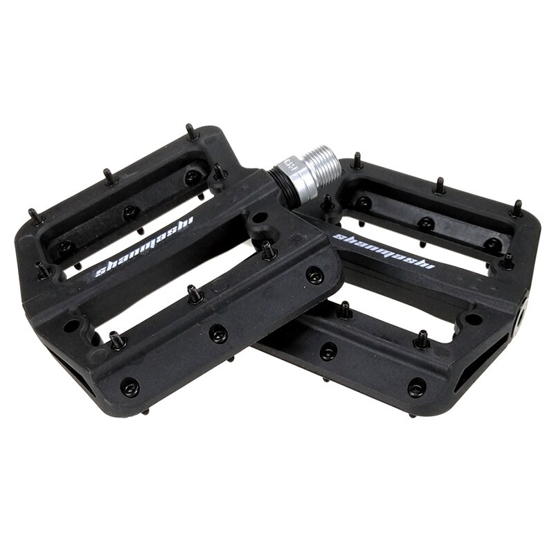 SMS vélo pédale vtt nylon fibre roulements pédales plat Y engrenage fixe ultra-léger 345g cyclisme 9/16 BMX VTT repose-pieds: black