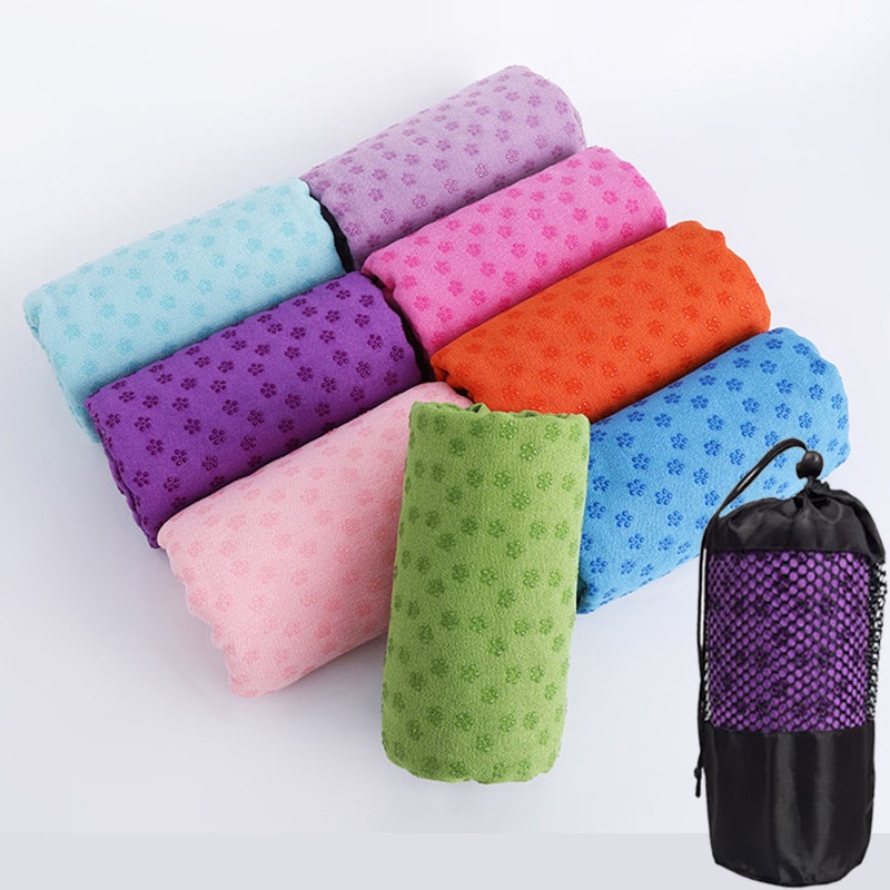 Sklisikkert yoga håndkle tepper saken anti skli pilates treningsstudio Fitness sport dun pledd 183*63cm myk behagelig med Mos bag