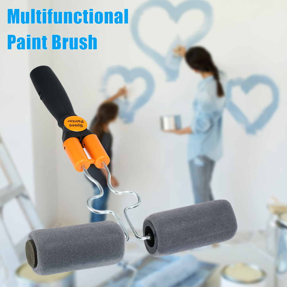Double Roller Paint Brush Adjustable Double-Sided Multi-Function Paint Brush Painting Roller DIY Graining Tool for Wall Decor