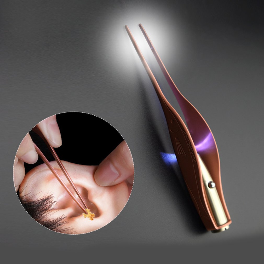 LED Zaklamp Earpick Schoon Pincet Tool Rvs Pincet Oorsmeer Removal Tool Draagbare Oor Zorg