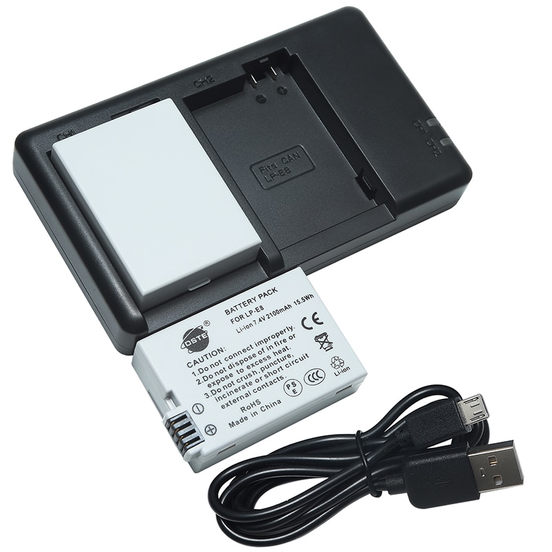 2/3 dste 2100 mah 7.4v lp -e8 digitaalikameran akku 1* laturi canon 550d 600d 650d 700d x4 x5 x6i x7i rebel  t2i t3i t4i t5i