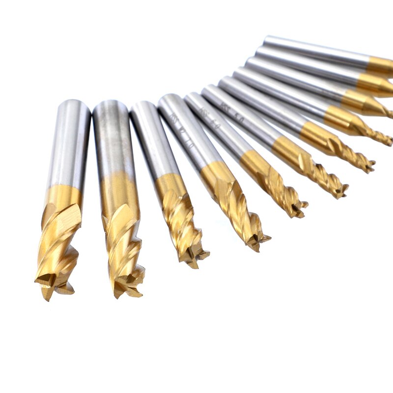 1.5-6.0mm fræser sæt 7 stk /11 stk metrisk 4 riller titanium højhastigheds stål cnc fræse til træ metal fræsning skæreværktøj