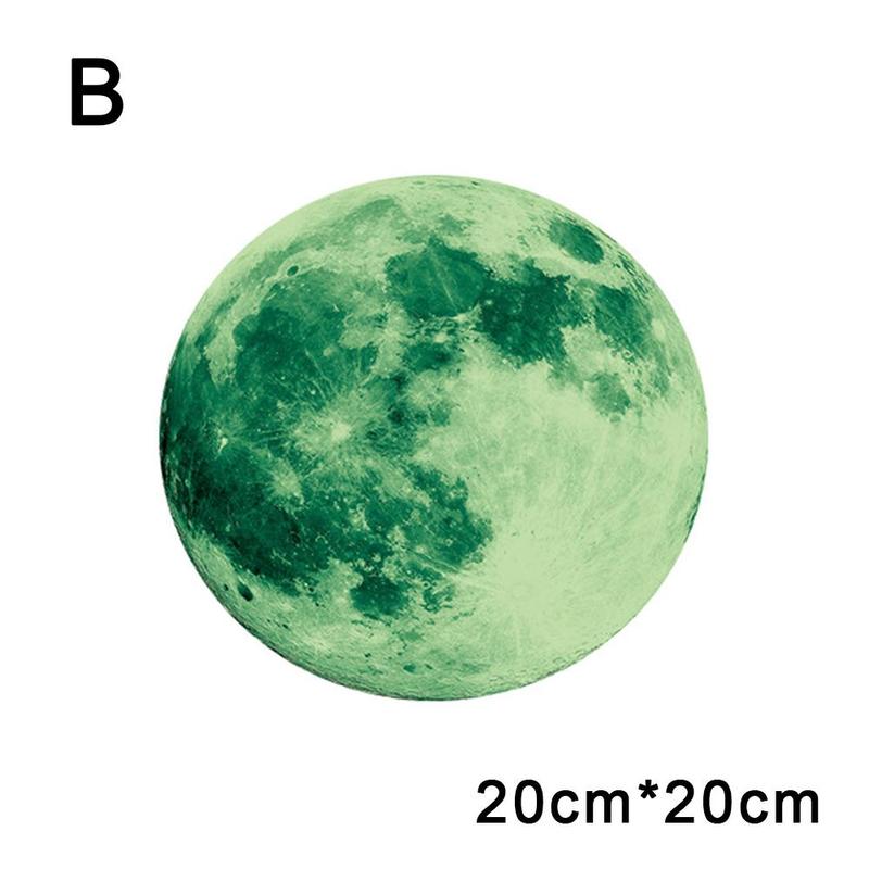 Ästhetische 3D Luminous Glow In The Dark Moon Wand Aufkleber Abnehmbare Dekoration Fluoreszierende Aufkleber Mond Wand Hause Zimmer: 20cm green