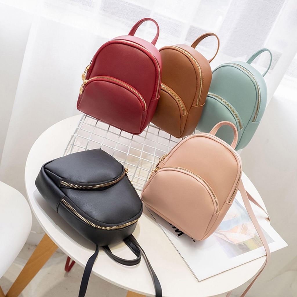 Backpack Women Leather Shoulder Bag For Teenage Girls Multi-Function Small Bagpack Female Ladies School Backpack Femininas#25