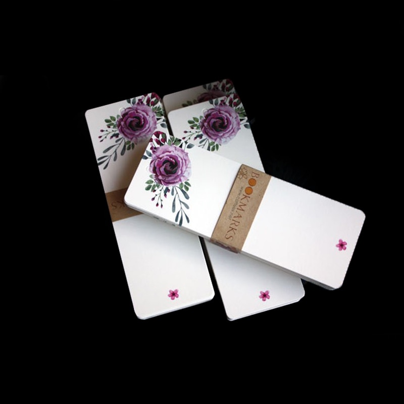 40 unids/set clásico de flores de papel en blanco marcapáginas DIY etiquetas postal tarjeta marcapáginas para libro Oficina escuela arte suministros