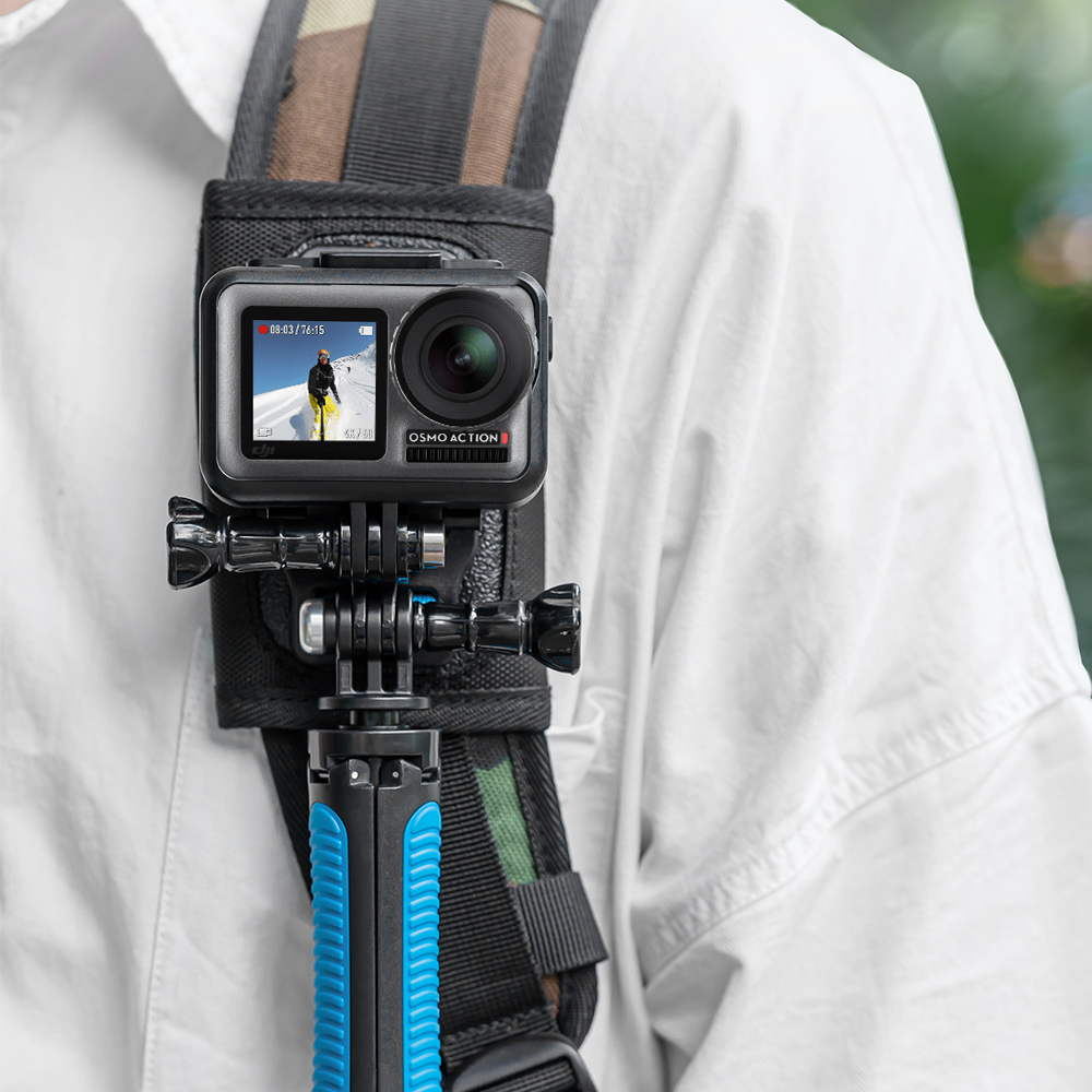 TELESIN fixation rapide bandoulière avec double tête j-crochet sac à dos support de coussin pour GoPro Hero 7 6 5 SJCAM EKEN OSMO ACTION