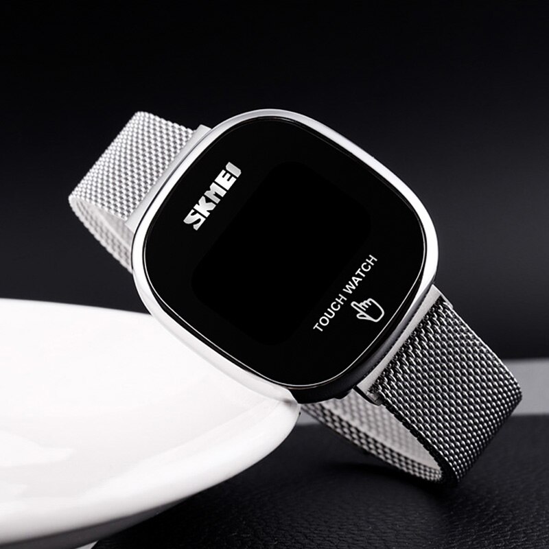 Skmei berøringsskjerm led display digitale klokker merke rustfritt stål full stål vanntette armbåndsur hombre