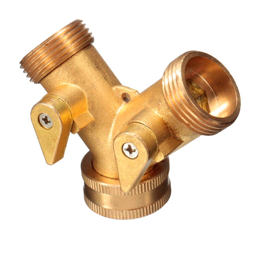 Garten Wasserhahn Adapter Alle-kupfer 3/4 "fest Durcheinander Zwei Weg Garten Tippen Stecker Adapter Schlauch Splitter Doppel Düse: Ursprünglich Titel