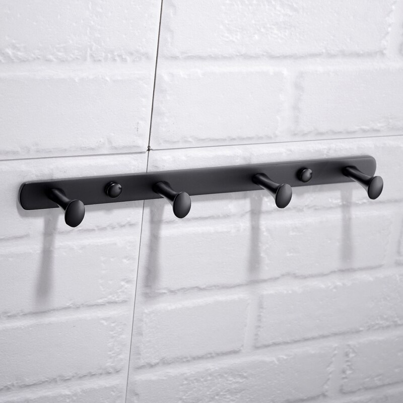 Gancho redondo de latón negro para bata, perchero para abrigo y sombrero, montaje en pared, acabado negro, accesorios de cocina para Baño: 6 Hooks