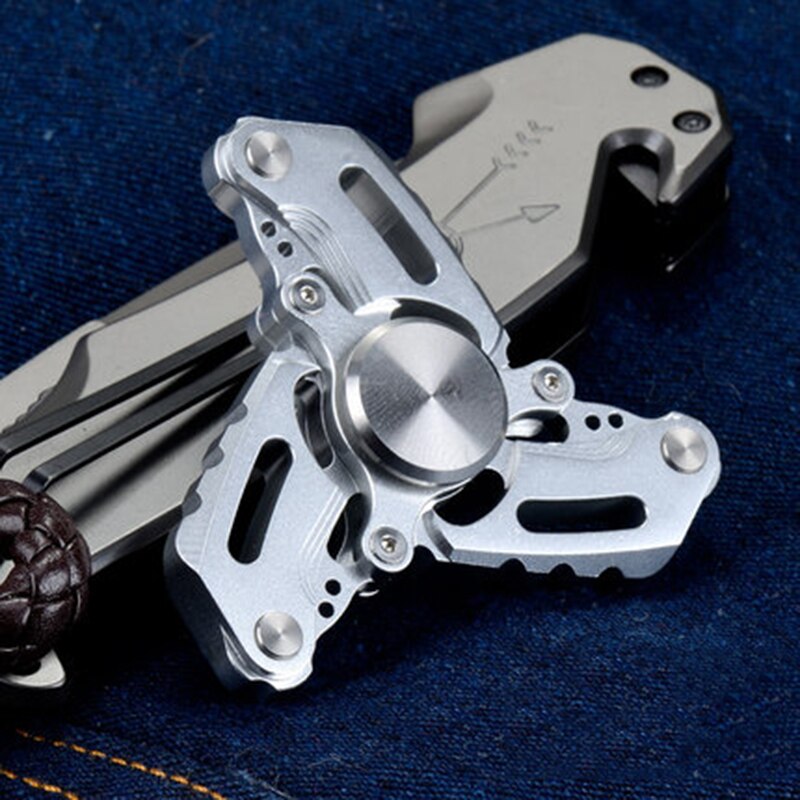 Färgglad regnbåge metall tri hand fidget spinner med höghastighetslager för autism rotation anti stress leksaker för vuxna barn: Silver-