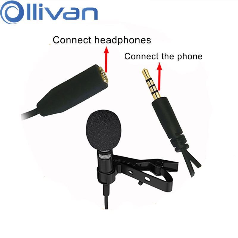 Microfone lavalier omnidirecional, lavalier, telemóvel, webcast, mini microfone, lavalier, gravador condensador, para celular, pc