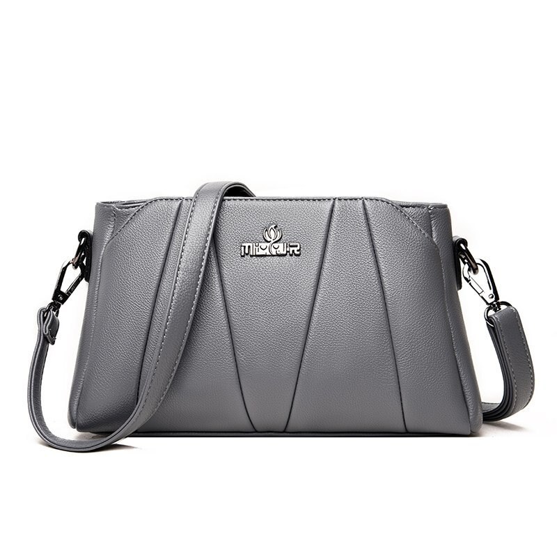 Oude Tang Grote Capaciteit Luxe Effen Kleur Schouder Messenger Tassen Voor Vrouwen Casual Crossbody Elegante Handtas: Gray