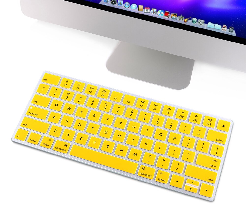 HRH klawiatura pokrywa silikonowa skóra klawiatura pokrywa Protector ochronna folia do Apple magiczna klawiatura MLA22B/A klawiatura amerykańska wersja: Yellow