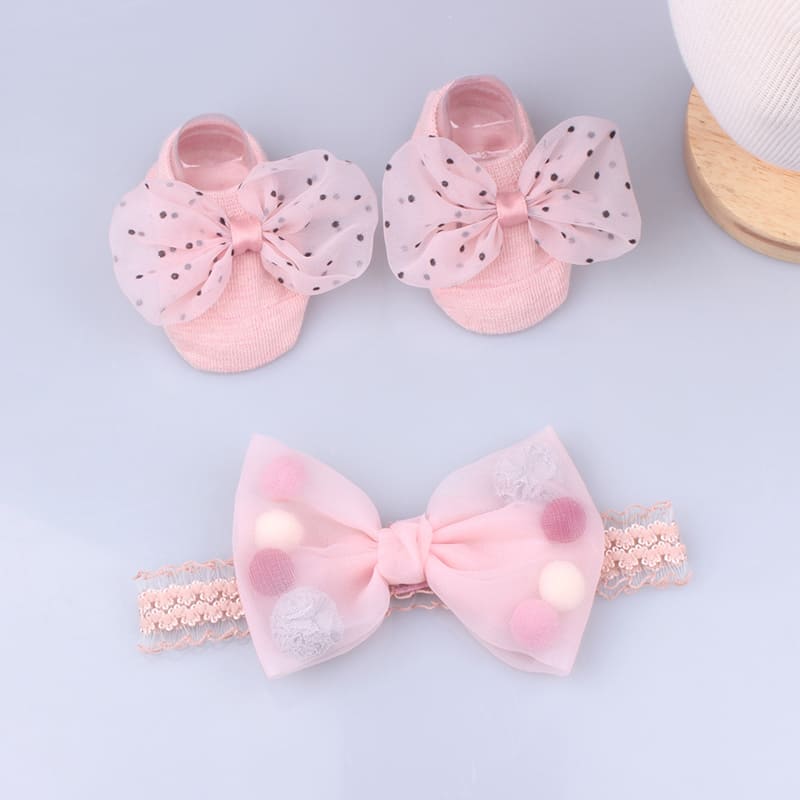 Søte blondere blomst baby pannebånd sokker sett nyfødt baby jente hårbånd turban buer perle jenter hårbånd baby hår tilbehør