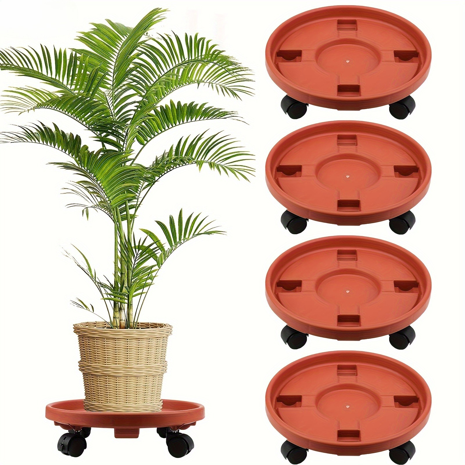 Großer runder Pflanzen-Caddy mit Rädern, 30 cm rollende Pflanzenständer, robuster Kunststoff-Pflanzenroller, Basis, Topfbeweger, Blumentopfständer