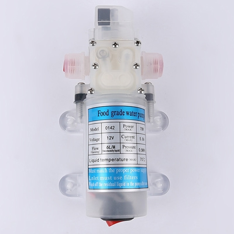 Dc 12V 70W Food Grade Self-Priming Diaphragm Water Pump with Switch Diaphragm Water Pump 6L/Min Self-Priming Booster Pump