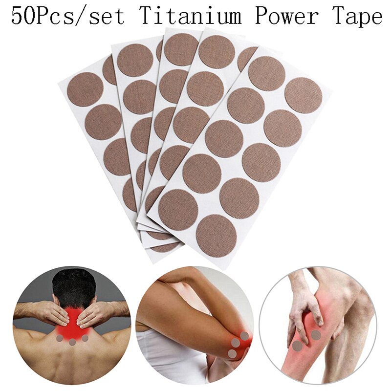 50Pcs Titanium Power Kinesiology Tape Titanium Discs Muscles Pain Cure Elastic Tape