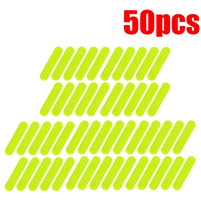 Pegatinas reflectantes de advertencia para casco de motocicleta, tiras decorativas de conducción de seguridad nocturna, calcomanías para bicicleta y coche, 10-100 Uds.: Plata