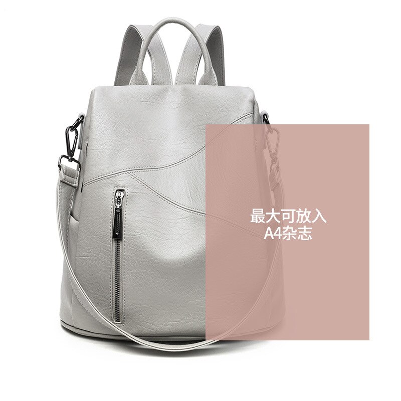 Damenrucksack, schlicht, geräumig, diebstahlsicher #39 ideal für freizeit und reisen.: Grau