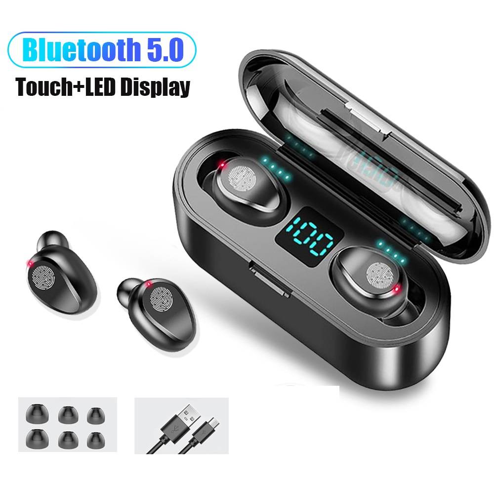 F9 TWS Wireless Headphones Bluetooth 5.0 Earphone HIFI In-ear Headset Earphones Stereo Earbuds for iOS/Android Phones HD Call
