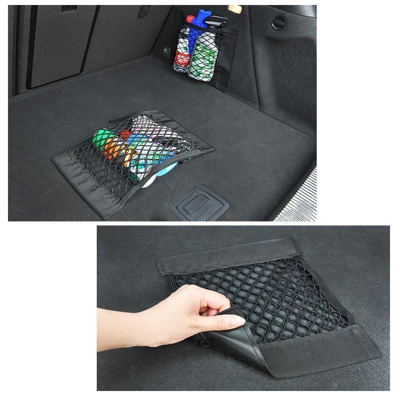 Car Interior Trunk Seat Back Elastic Mesh Net Car Styling Storage Bag Pocket Cage velcro Grid Pocket Holder Car Accessories Trun