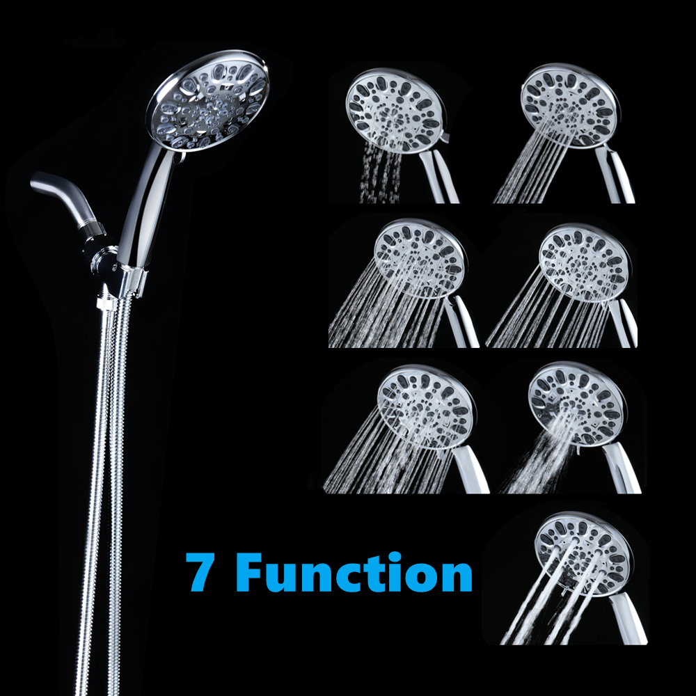 7 Function High Pressure Rain Shower Sprayer Set ABS Hand Held Shower Head Chrome Plated/Brushed Nickel Bathroom Shower Set