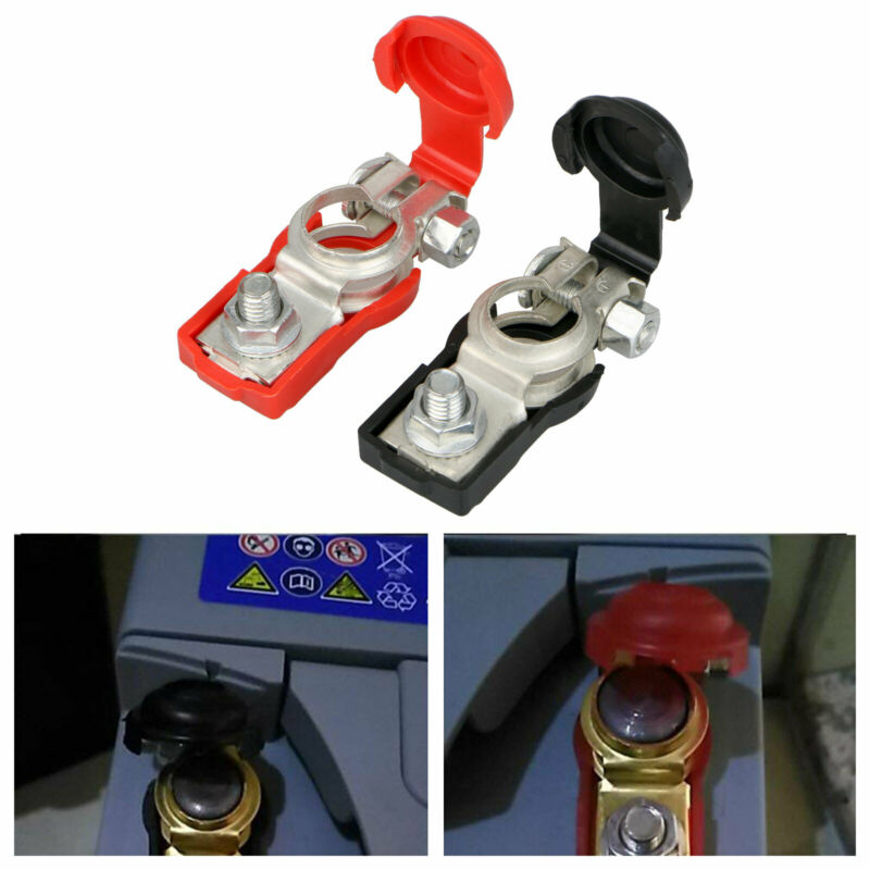 2pcs Battery Terminal Cable Clamp Negative + Positive Top-Post Load Capacity 400A Car Accessory For SAE And DIN Batteries