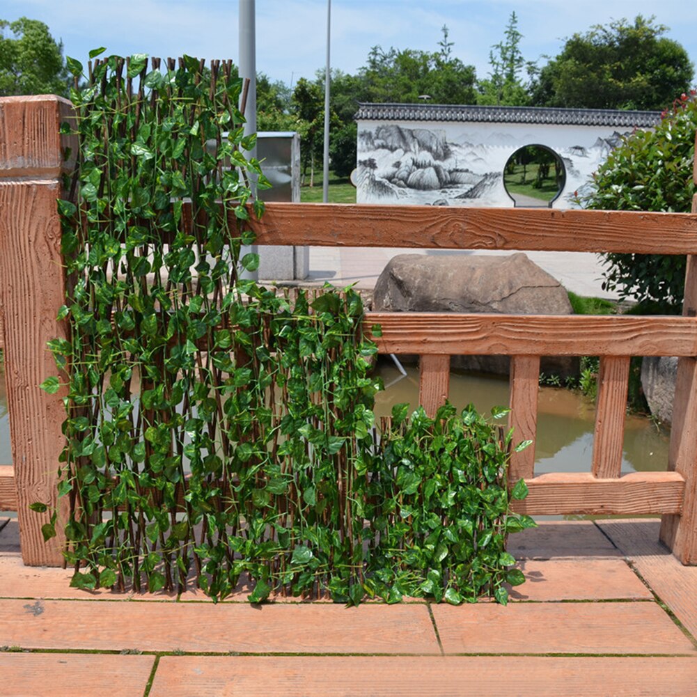 Artificial Garden Plant Fence Green Vine Simulation Plant Telescopic Fence Privacy Leaf Fence Fence For Outdoor GardenDecoration
