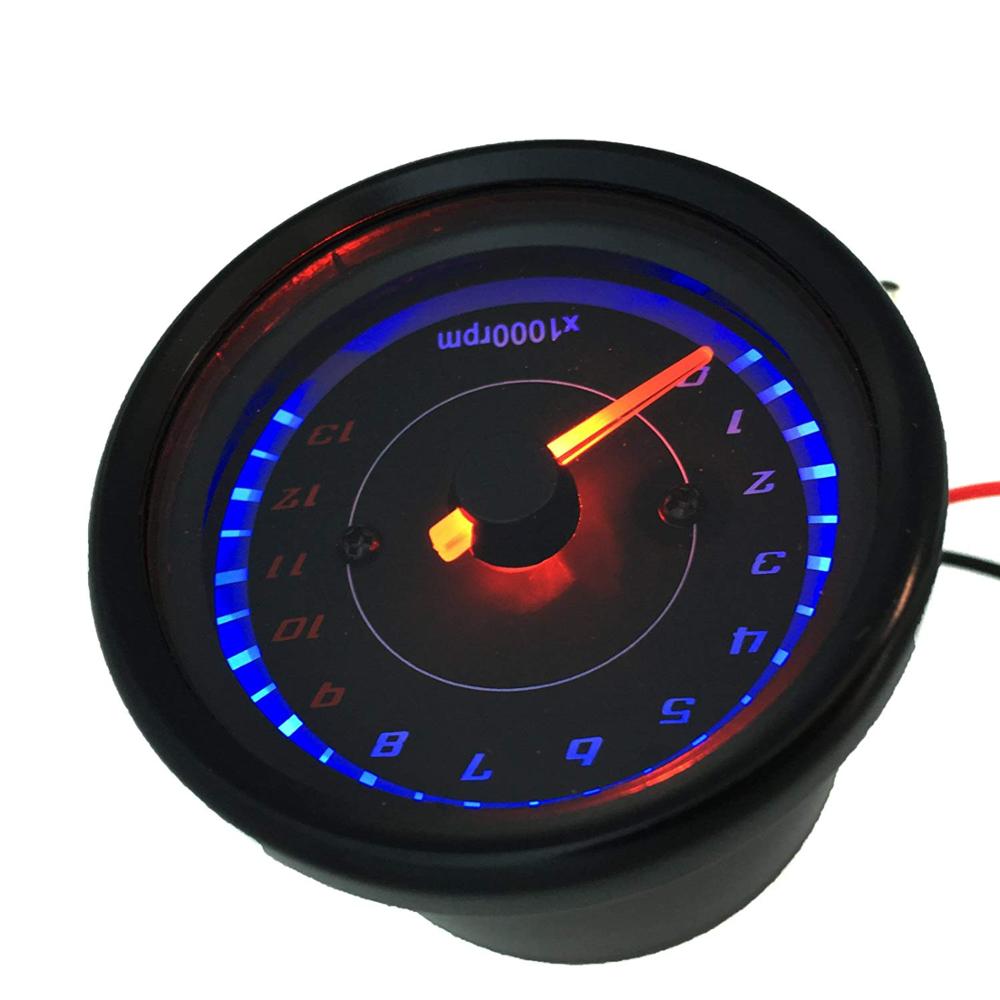 Motorrad Messgerät Geschwindigkeit Tachometer Auto Meter Auto Tachometer LED 12v Messer Universal- Motorrad Hintergrundbeleuchtung Umdrehung Zähler 0-13000 RPM Motorradanzeige Drehzahlmesser 12V Sporn Motormeter Meilenanzeige Auto