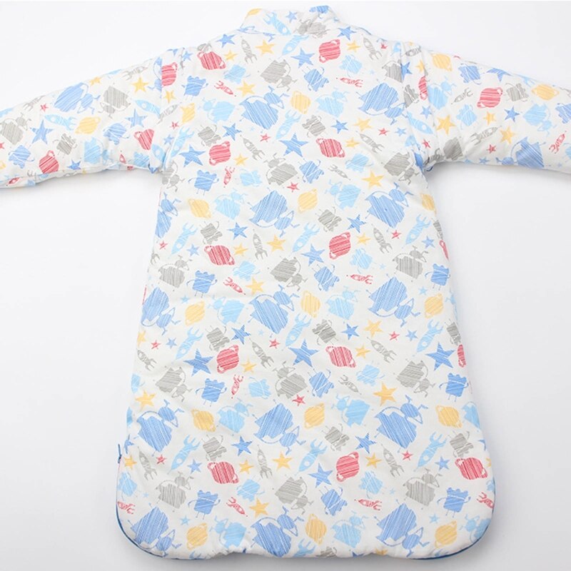 Quente macio bebê saco de dormir com destacável mangas compridas outono inverno algodão sleepwear infantil criança crianças sleepsack