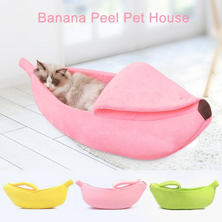 Banaan Vorm Pet Hond Kat Bed Huis Mat Duurzaam Kennel Doggy Puppy Kussen Mand Warm Draagbare Hond Kat Supplies S/M/L