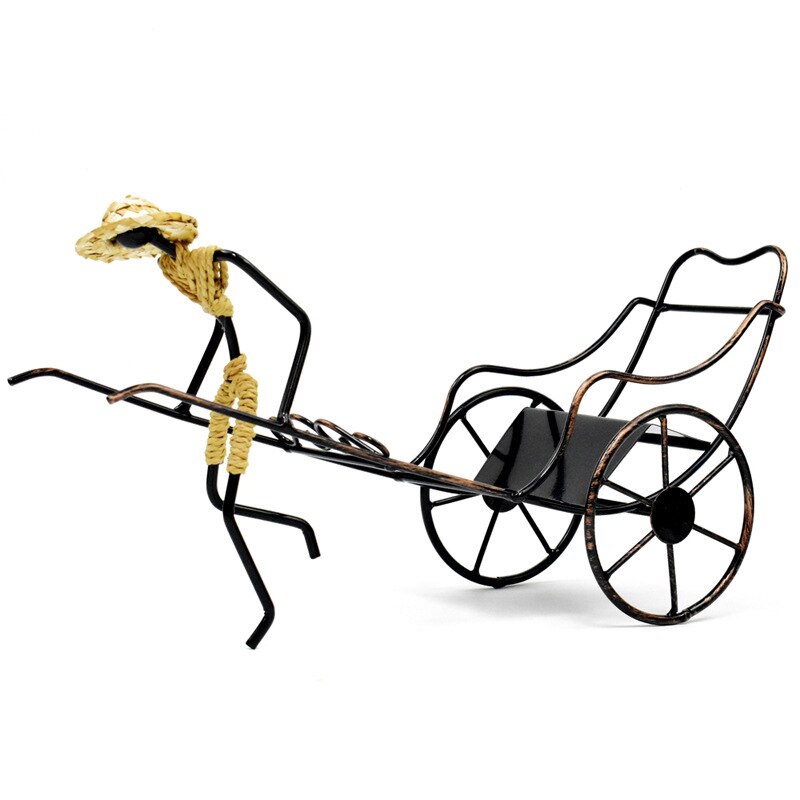 Kinesisk rickshaw vinstativer flaskeholdere bar bordpynt boligindretning jern vintage champagne stand display: Default Title