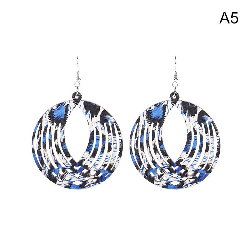 Frauen Holz Ohrringe Jahrgang Ethnische Weibliche Stock Tuch Runde Hohl Gestreiften Baumeln Ohrringe Koreanische Haken Brincos: C5