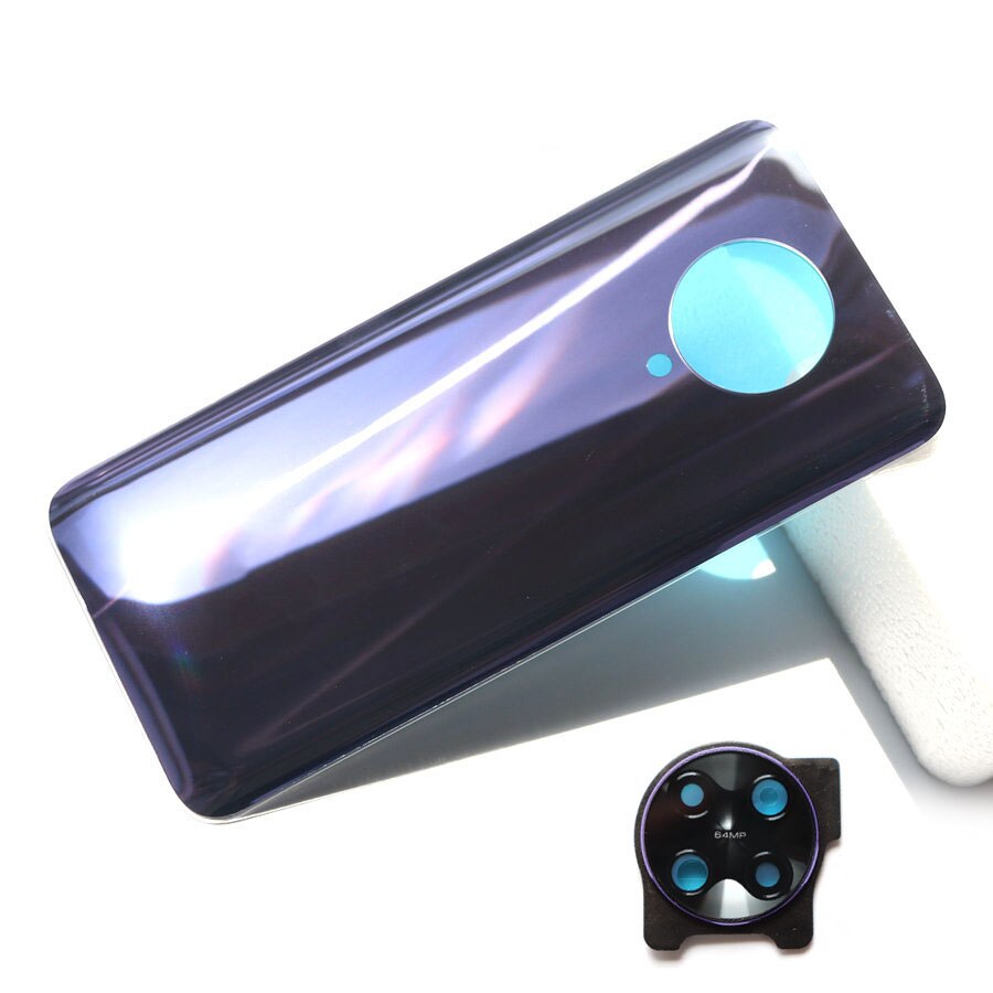 Modified Rear Cover For Xiaomi POCO F2 Pro Back Glass Battery Cover Rear Housing Door Panel Replacement+Adhesive Sticker: BrightPurple Add Len