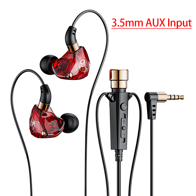 Dynamiczne słuchawki przewodowe HiFi Sportowe słuchawki basowe stereofoniczny hazard relacja na żywo karaoke Zestaw słuchawkowy Muzyczne słuchawki douszne 3,5 mm Typ C robić ucha z mikrofonem: Czerwony
