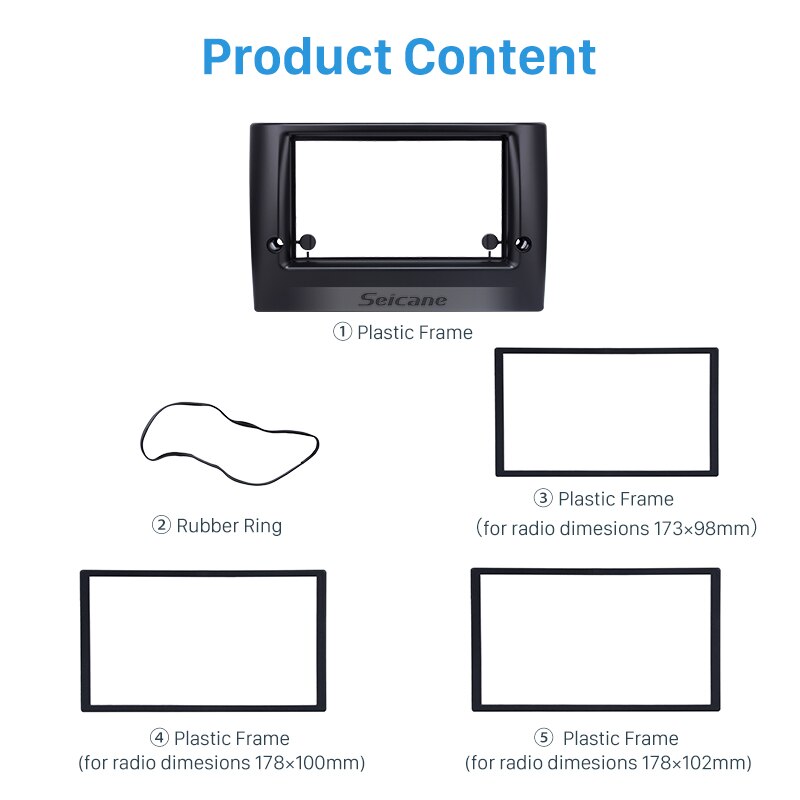 Seicane Stunning Double Din Car Radio Fascia for FIAT STILO DVD Frame In Dash Mount Kit Surround Panel
