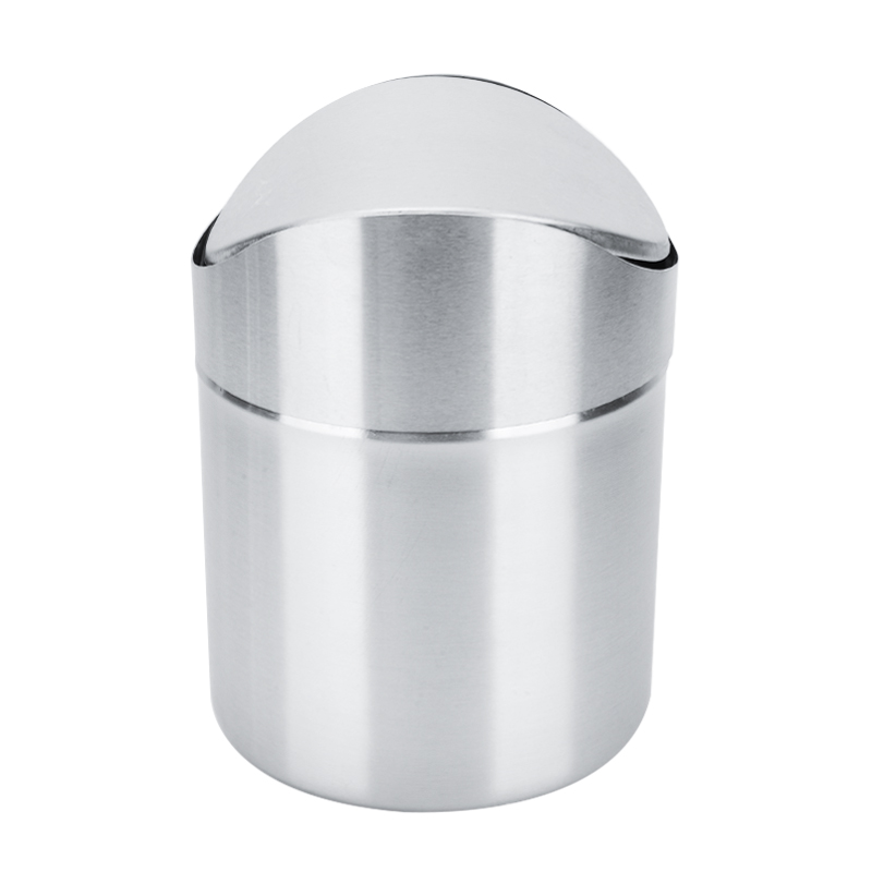1.5 L Mini Small Waste Bin Desktop Garbage Basket Home Office Table Stainless Steel Trash Can Dustbin Sundries Barrel Box
