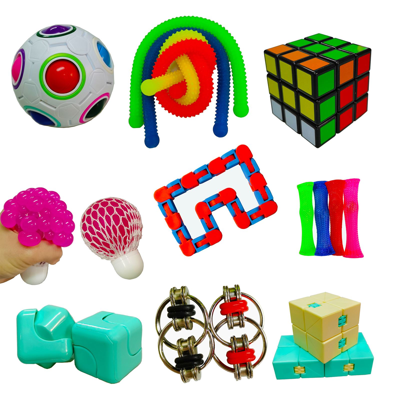 Fidget Toy Set - 16-24 Piece Assortment - Sensory Stress Relief Toys for Adults, Kids: 18pc