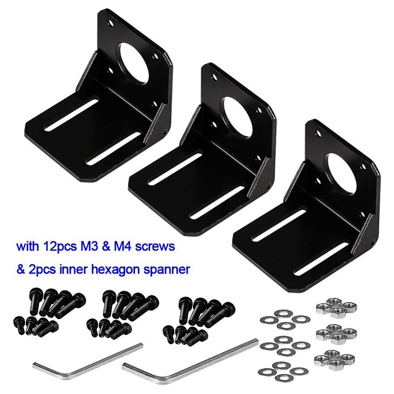 Stepper Motor Mounting Bracket, 3PCS Alloy Steel L Bracket for Nema 17 Stepper Motor with Screws and Inner Hexagon Spanner