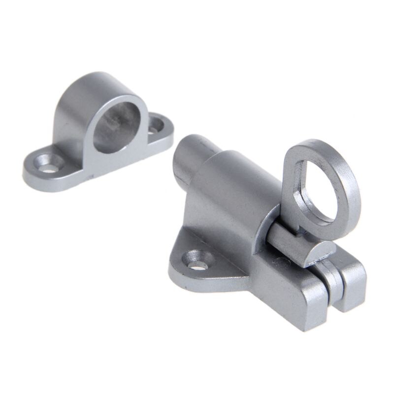 Window Gate Security Pull Ring Spring Bounce Door Bolt Aluminum Latch Lock Grey