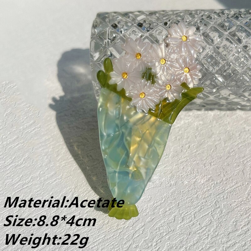 HANGZHI INES – pince à cheveux en forme de marguerite française, lèvres tulipe, acétate, pince à cheveux, épingle à cheveux, accessoires de tête à la pour femmes et filles,: E