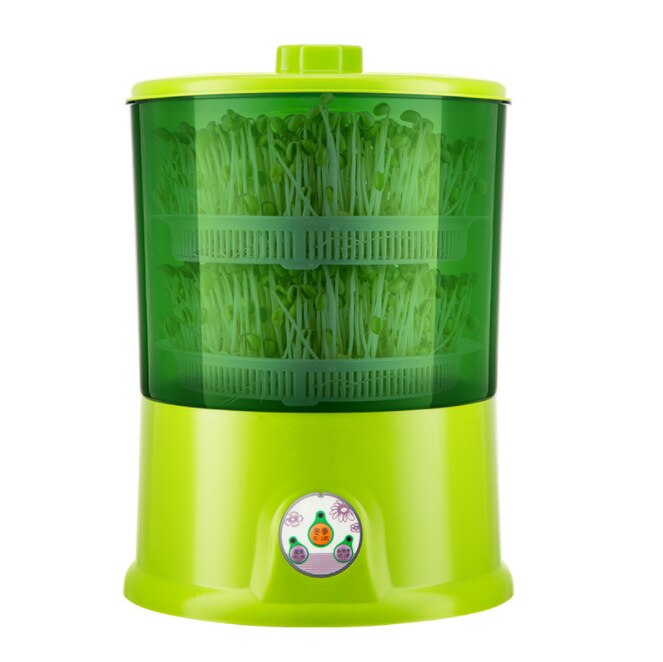 Household 2/3 Layers Bean Sprouts Automatic Electric Multi-functional Healthy Green Seeds Growing Bean Sprout Machine: Green double layers / UK