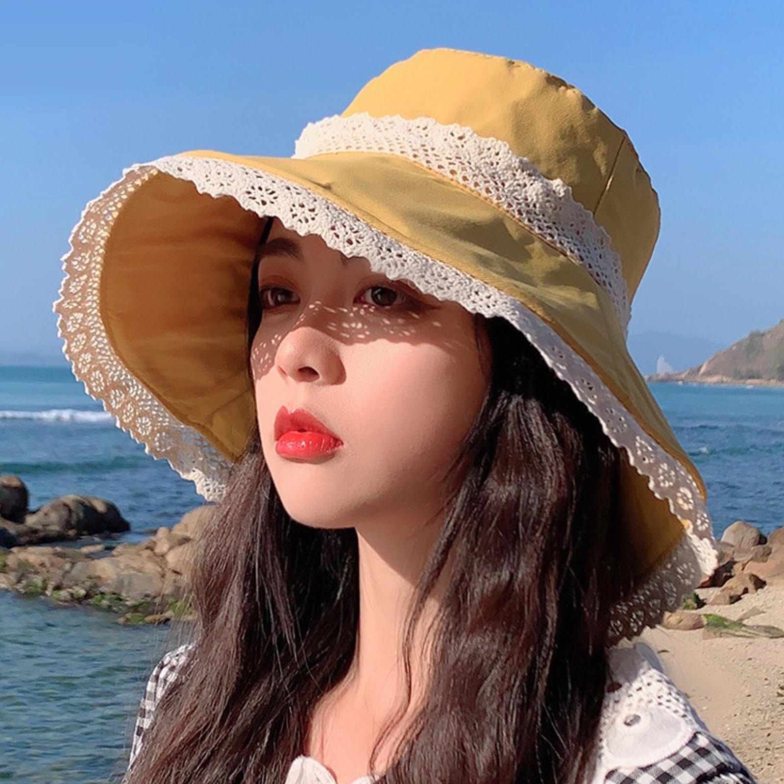 Zomer Vrouwen Vouw Kant Mode Outdoor Zonnescherm Hoed Bekken Hoed Visser Hoed Strand Ademende Zonnebrandcrème Hoed