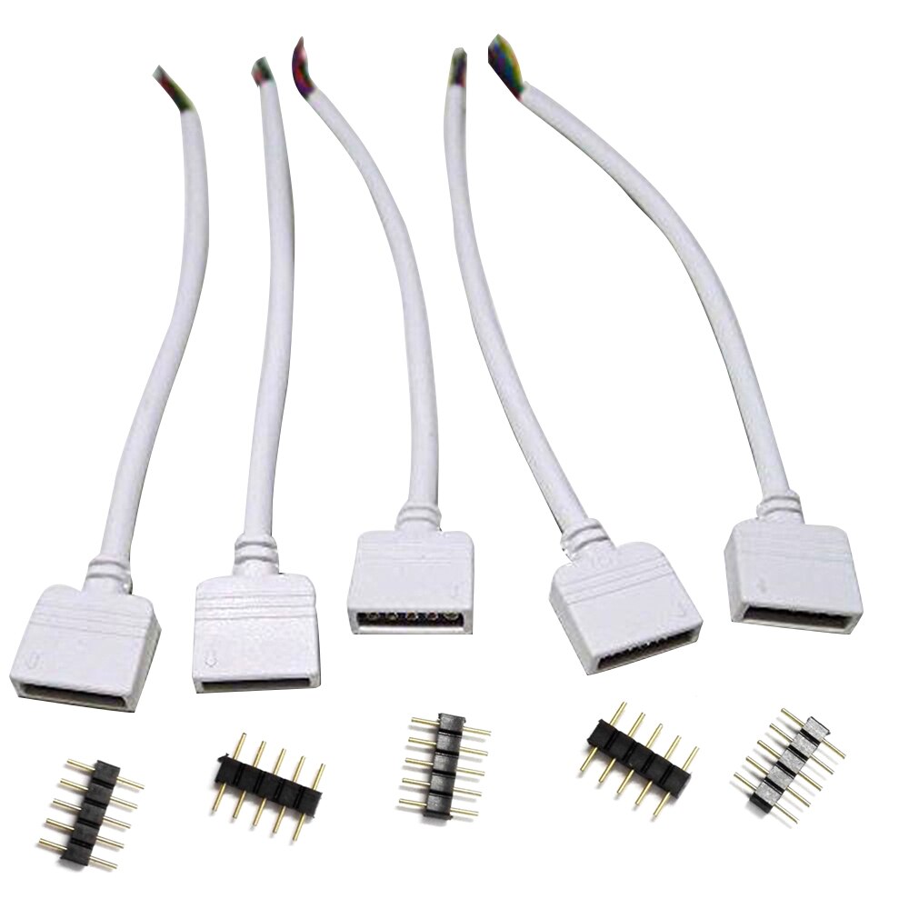 10-100 stk 4- pinners 5- pinners nål rgb rgbw-kontaktadapter mannlig dobbeltinnsats til rgb rgbw 5050 3528 2835 ledet stripe lys
