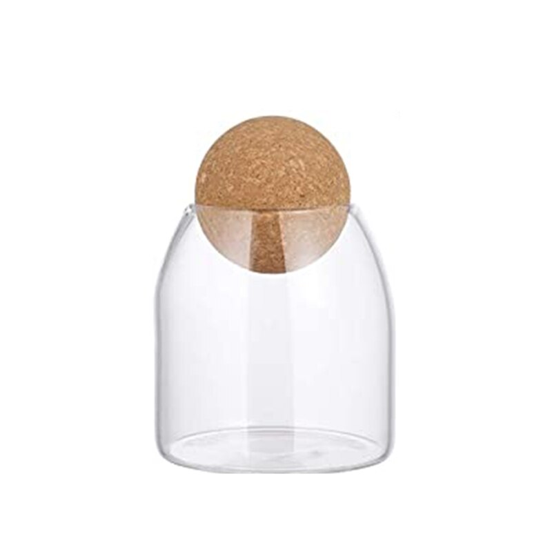 Pot de Stockage en verre avec Couvercle En Bois Boule De Bonbon Clair Pot pour Servir le Thé Café: s