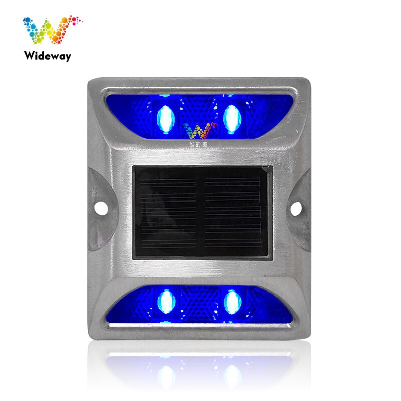 IP68 Waterproof Led Red Solar Night Steady Lights Aluminum Road Stud: blue