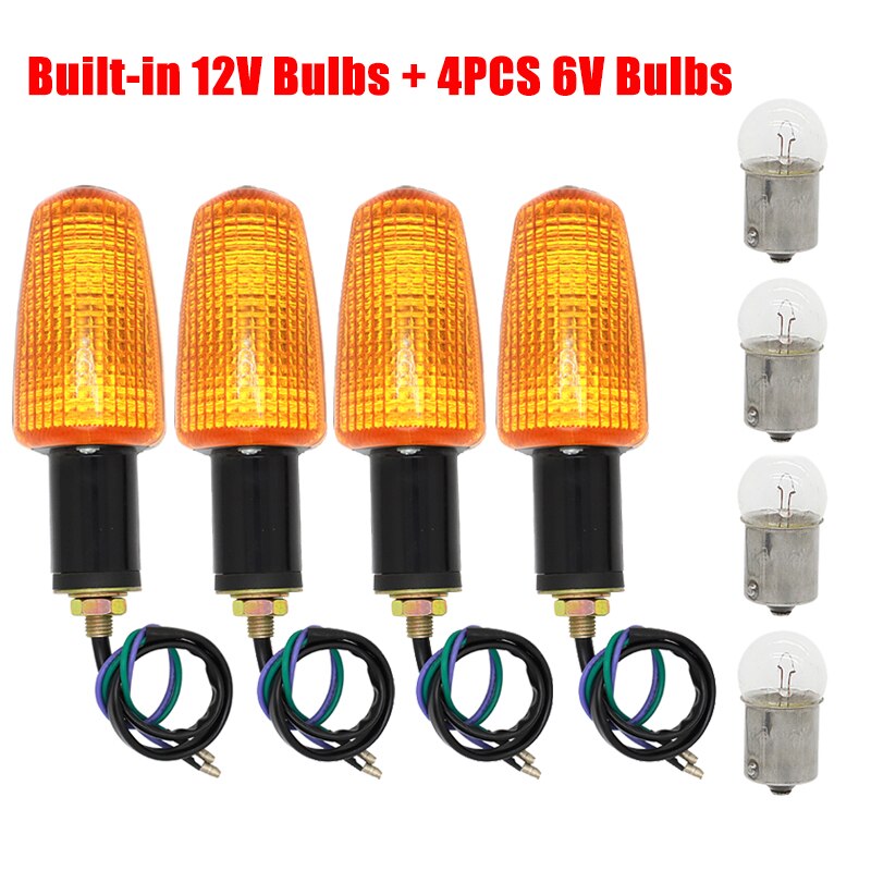 6 volt 12 volt richtingaanwijzer motoraccessoires richtingaanwijzer motor knipperlicht zwart met amberkleurige lens: 4 lampen