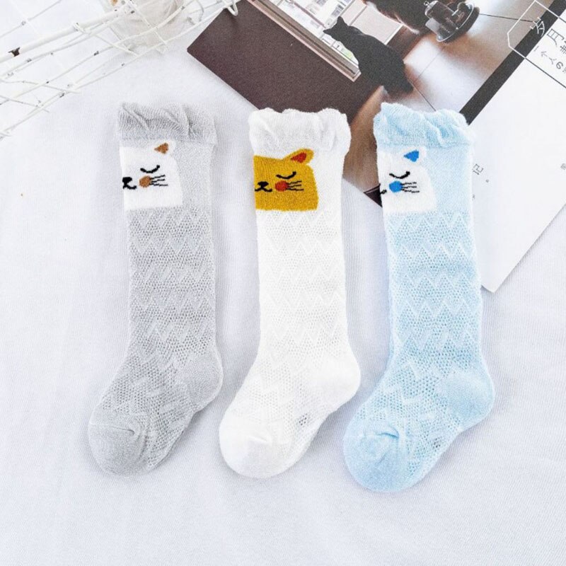3Pairs Baby Sokken Mooie Cartoon Mesh Hoge Over De Knie Kousen Kids Airconditioning Anti-Mug Zomer Kousen baby Gi