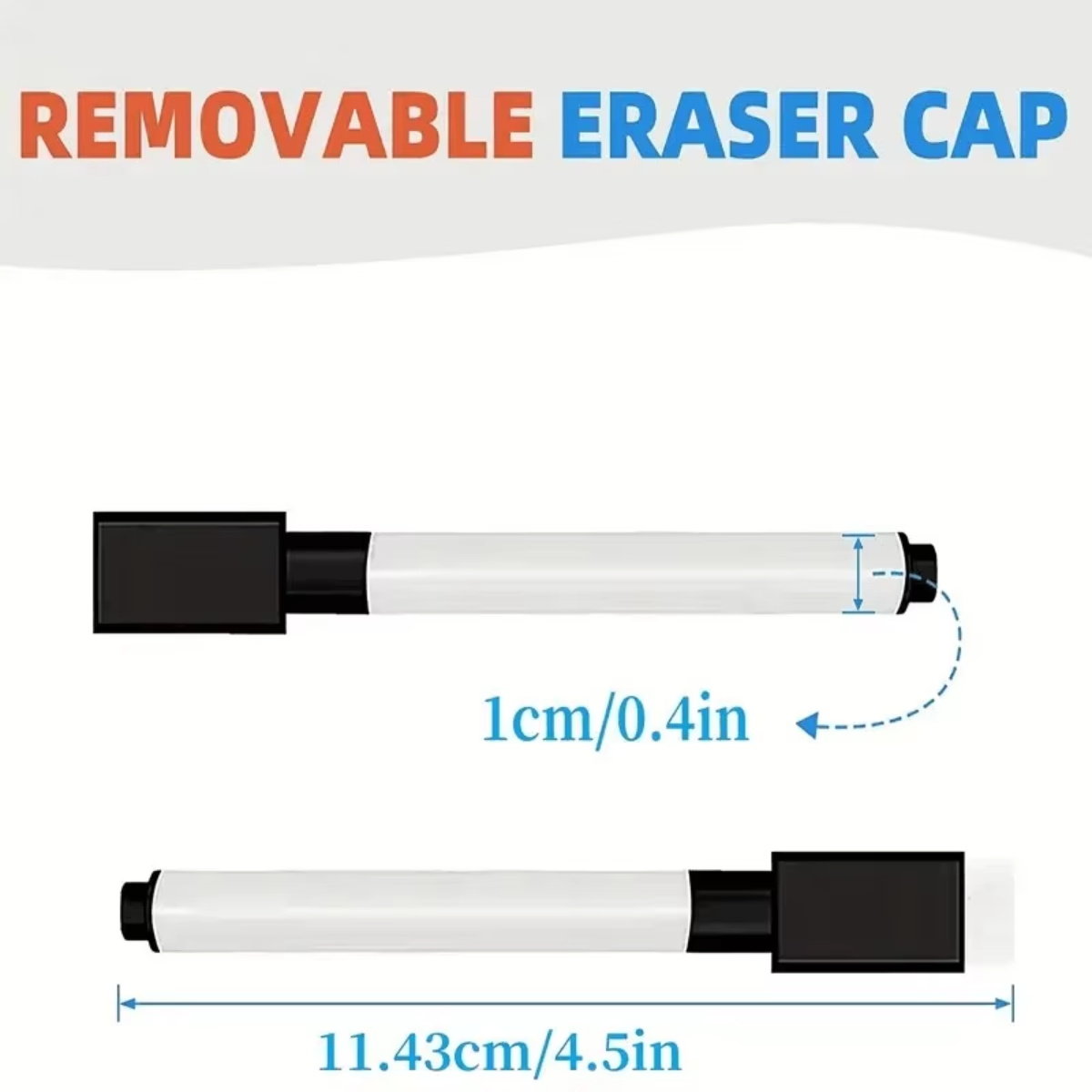 4 Stuks Zwart Droog Wissen Marker Met Gum Cap White Board Mini Dry Erase Marker Voor Kantoor Schoolbenodigdheden