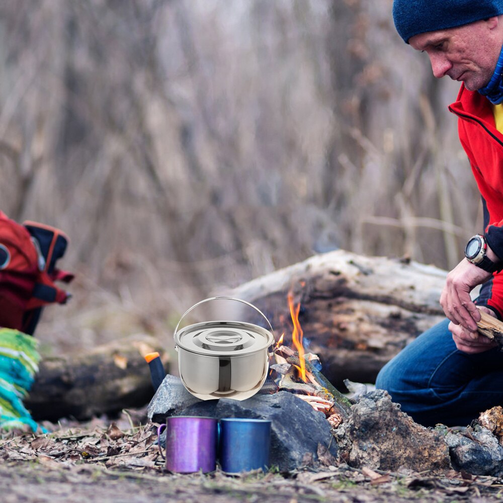 Camping Cookware Set - 6 Pieces Stainless Steel Outdoor Cooking Utensils for Hiking & Travel